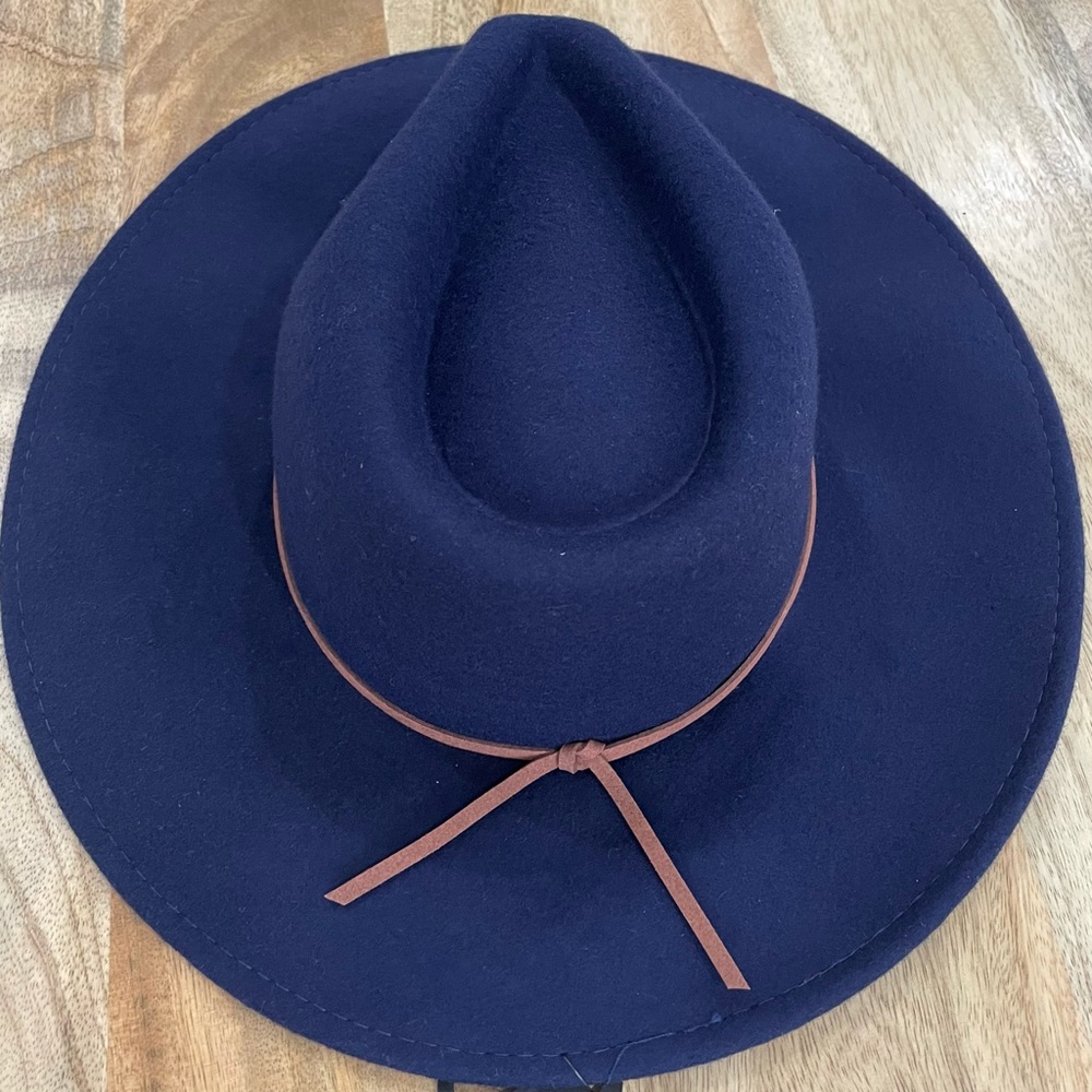 NWT navy blue with brown trim, cowboy / chupalla hat 100% wool - Picture 9 of 10